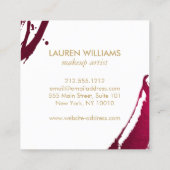 抽象芸術深いルビー赤ブラシストローク スクエア名刺 (裏面)