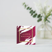 抽象芸術深いルビー赤ブラシストローク スクエア名刺 (スタンド正面)