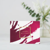 抽象芸術深いルビー赤ブラシストローク ポストカード (スタンド正面)