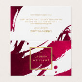 抽象芸術深いルビー赤ブラシストローク 名刺 (外部フラット)