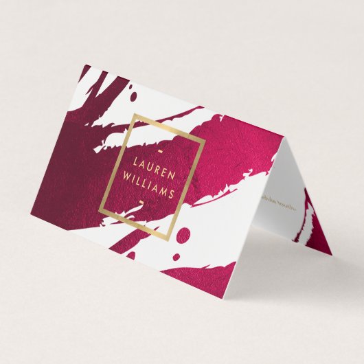 抽象芸術深いルビー赤ブラシストローク 名刺 (正面)