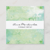 抽象芸術混合メディアグリーンブルー スクエア名刺 (正面)