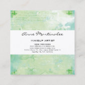 抽象芸術混合メディアグリーンブルー スクエア名刺 (裏面)