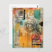 抽象芸術混合メディアコラージュ ポストカード (正面/裏面)