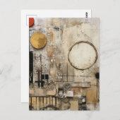 抽象芸術混合メディアコラージュ ポストカード (正面/裏面)