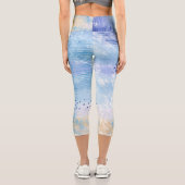 抽象芸術混合メディアブルーターコイズイエロー カプリレギンス (裏面)