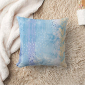 抽象芸術混合メディアブルーターコイズイエロー クッション (ブランケット)