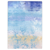 抽象芸術混合メディアブルーターコイズイエロー クリップボード (裏面)