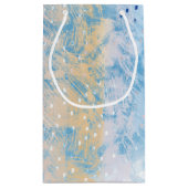 抽象芸術混合メディアブルーターコイズイエロー スモールペーパーバッグ (裏面)