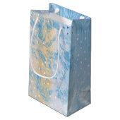 抽象芸術混合メディアブルーターコイズイエロー スモールペーパーバッグ (裏面アングル)