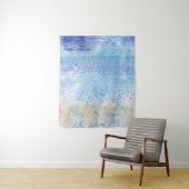 抽象芸術混合メディアブルーターコイズイエロー タペストリー (インサイチュ)