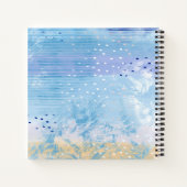 抽象芸術混合メディアブルーターコイズイエロー ノートブック (裏面)