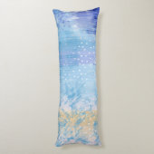 抽象芸術混合メディアブルーターコイズイエロー ボディピロー (裏面 (縦))
