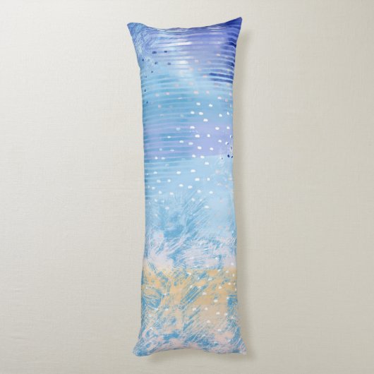 抽象芸術混合メディアブルーターコイズイエロー ボディピロー (裏面 (縦))