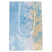 抽象芸術混合メディアブルーターコイズイエロー ミディアムペーパーバッグ (裏面)