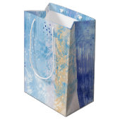 抽象芸術混合メディアブルーターコイズイエロー ミディアムペーパーバッグ (裏面アングル)