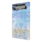 抽象芸術混合メディアブルーターコイズイエロー ミニクリップボード (アングル2)