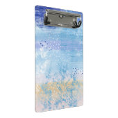 抽象芸術混合メディアブルーターコイズイエロー ミニクリップボード (アングル)