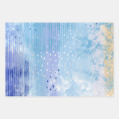 抽象芸術混合メディアブルーターコイズイエロー ラッピングペーパーシート (正面3)