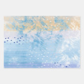 抽象芸術混合メディアブルーターコイズイエロー ラッピングペーパーシート (正面2)