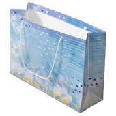 抽象芸術混合メディアブルーターコイズイエロー ラージペーパーバッグ (正面アングル)