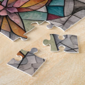 抽象芸術混合メディア女性顔 ジグソーパズル (側面)