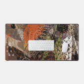 抽象芸術混合メディ自然ア秋色 デスクマット (キーボード&マウス)