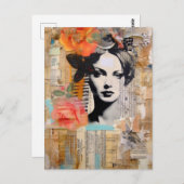 抽象芸術混在女性 ポストカード (正面/裏面)