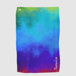 抽象芸術混濁レインボーカッコいいグラデカラフルィー ゴルフタオル