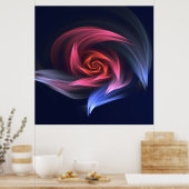 抽象芸術渦のシェイプ赤と青 ポスター (キッチン)