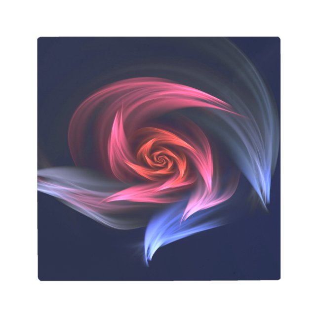 抽象芸術渦のシェイプ赤と青 メタルプリント (正面)