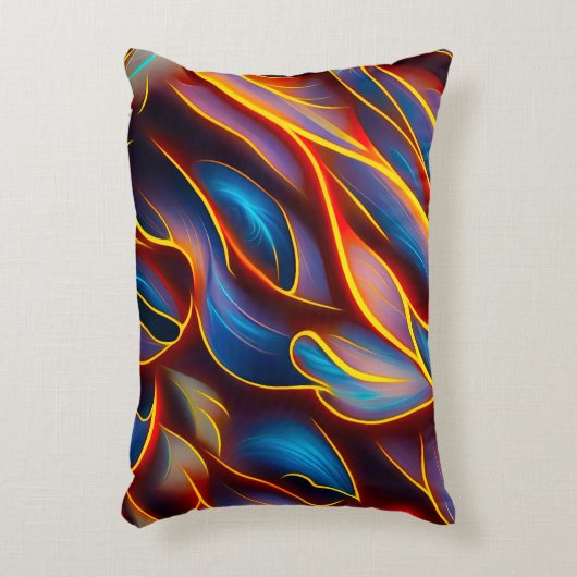 抽象芸術渦の青い赤い炎 アクセントクッション (正面(垂直))