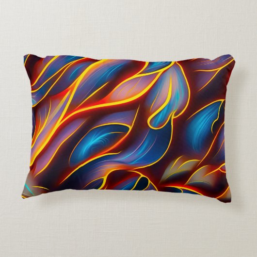 抽象芸術渦の青い赤い炎 アクセントクッション (裏面)