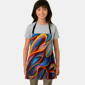 抽象芸術渦の青い赤い炎 エプロン (インサイチュ)