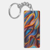抽象芸術渦の青い赤い炎 キーホルダー (正面左)