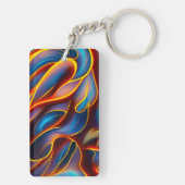 抽象芸術渦の青い赤い炎 キーホルダー (裏面)