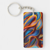 抽象芸術渦の青い赤い炎 キーホルダー (正面)
