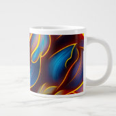 抽象芸術渦の青い赤い炎 ジャンボコーヒーマグカップ (右)