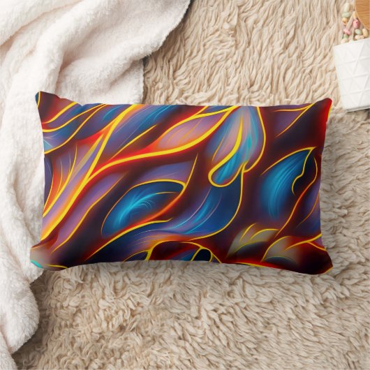 抽象芸術渦の青い赤い炎 ランバークッション (ブランケット)