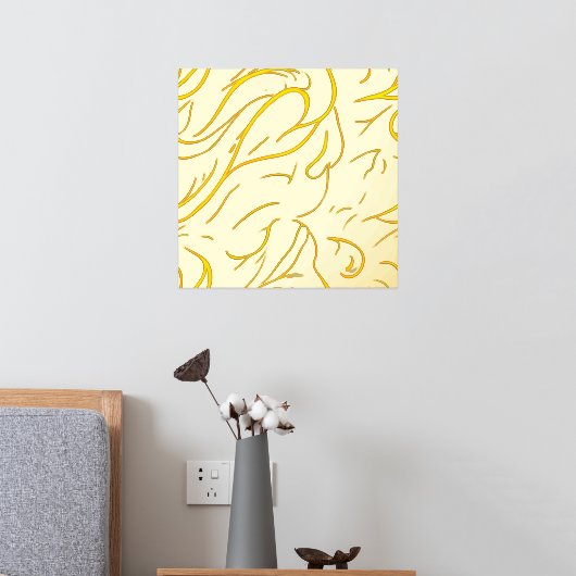 抽象芸術渦の青い赤い炎 箔ポスター (インサイチュ (寝室2))