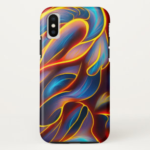抽象芸術渦の青い赤い炎 iPhone XSケース