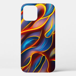 抽象芸術渦の青い赤い炎 iPhone 12 PROケース