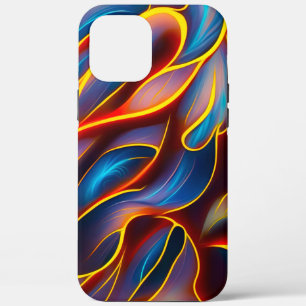 抽象芸術渦の青い赤い炎 iPhone 12 PRO MAX ケース