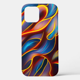 抽象芸術渦の青い赤い炎 iPhone 12 PROケース