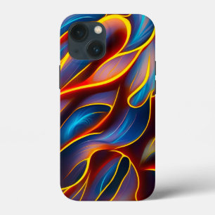 抽象芸術渦の青い赤い炎 iPhone 13 MINIケース