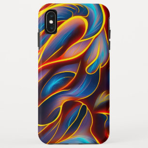 抽象芸術渦の青い赤い炎 iPhone XS MAXケース