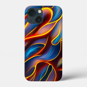 抽象芸術渦の青い赤い炎 iPhone 13 MINIケース