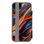 抽象芸術渦の青い赤い炎 INCIPIO iPhoneウォレットケース (フォリオ裏面)