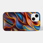 抽象芸術渦の青い赤い炎 iPhoneケース (裏面横)