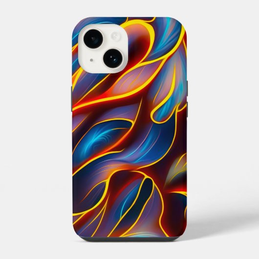 抽象芸術渦の青い赤い炎 iPhoneケース (裏面)